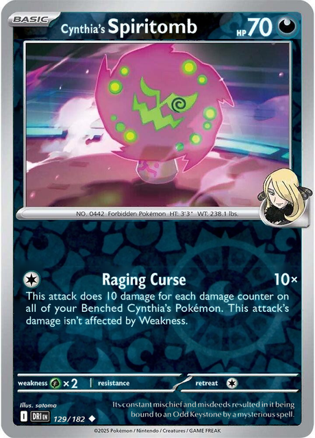 Cynthia's Spiritomb 129/182, Destined Rivals, Reverse Holo, representative matte composite