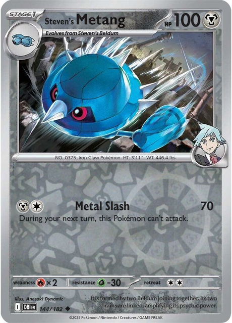 Steven's Metang 144/182, Destined Rivals, Reverse Holo, representative matte composite