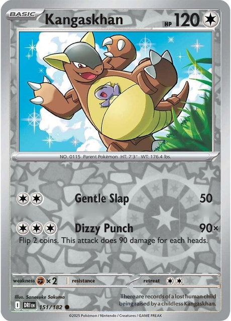 Kangaskhan 151/182, Destined Rivals, Reverse Holo, representative matte composite