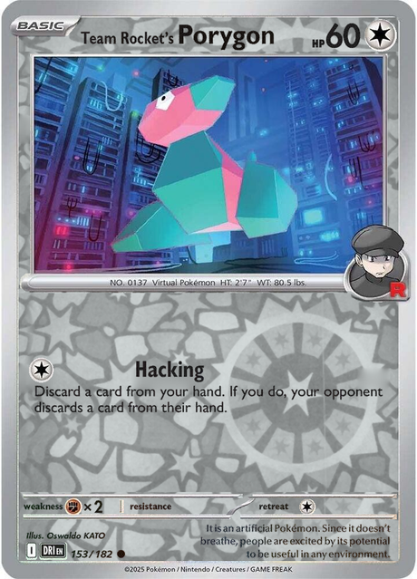 Team Rocket's Porygon 153/182, Destined Rivals, Reverse Holo, representative matte composite