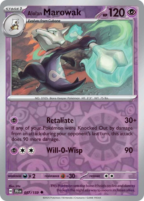 Alolan Marowak 057/159, Journey Together, Reverse Holo, representative matte composite