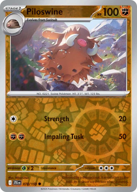 Piloswine 078/159, Journey Together, Reverse Holo, representative matte composite