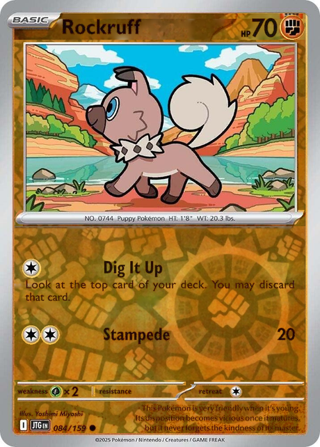 Rockruff 084/159, Journey Together, Reverse Holo, representative matte composite
