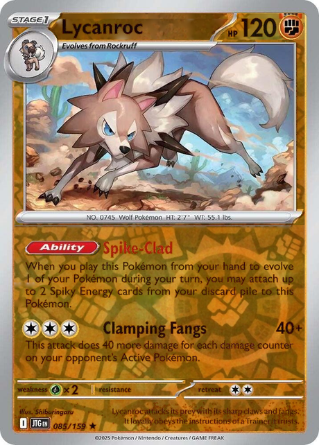 Lycanroc 085/159, Journey Together, Reverse Holo, representative matte composite