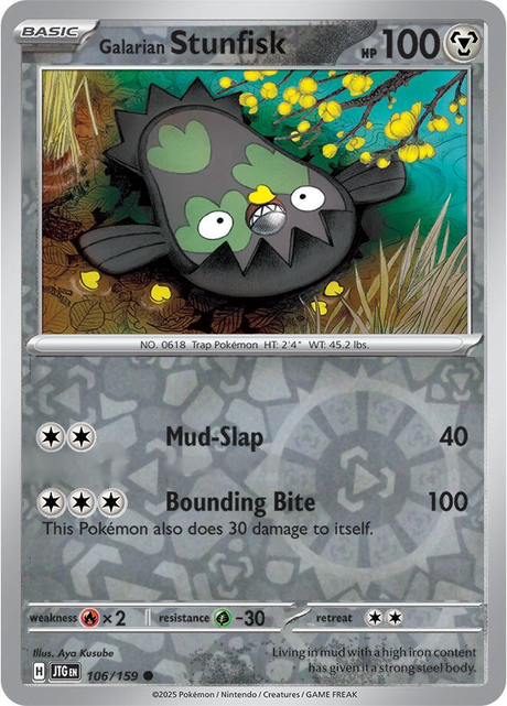 Galarian Stunfisk 106/159, Journey Together, Reverse Holo, representative matte composite