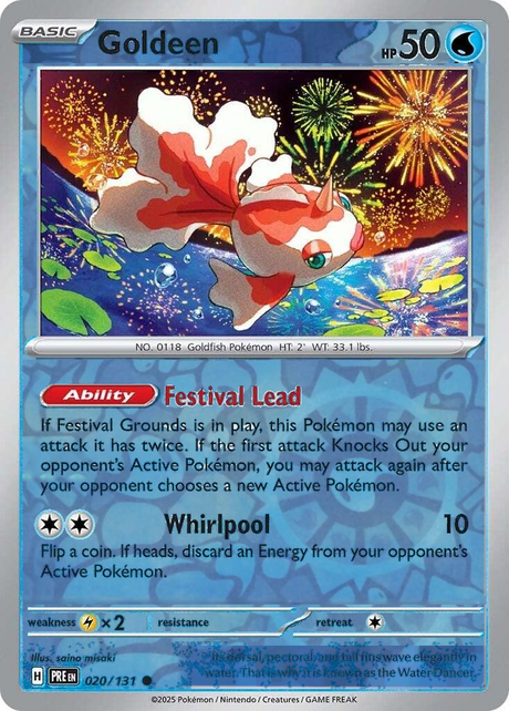 Goldeen 020/131, Prismatic Evolutions, Reverse Holo, representative matte composite