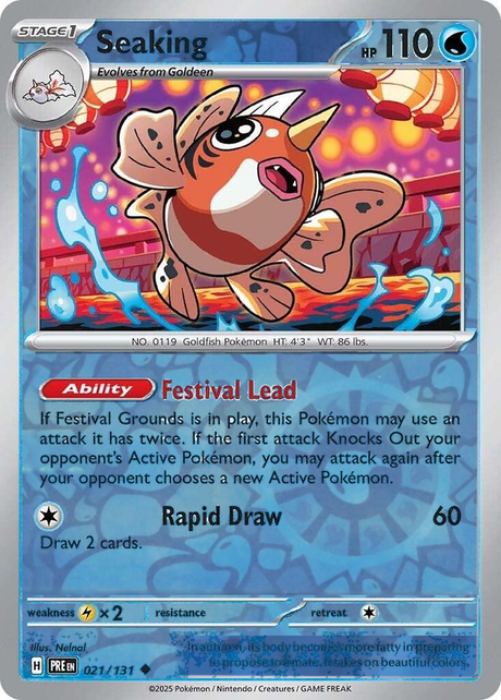 Seaking 021/131, Prismatic Evolutions, Reverse Holo, representative matte composite