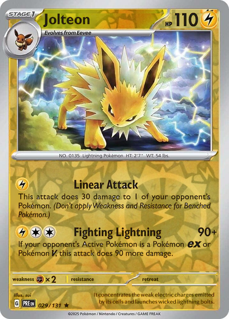 Jolteon 029/131, Prismatic Evolutions, Reverse Holo, representative matte composite