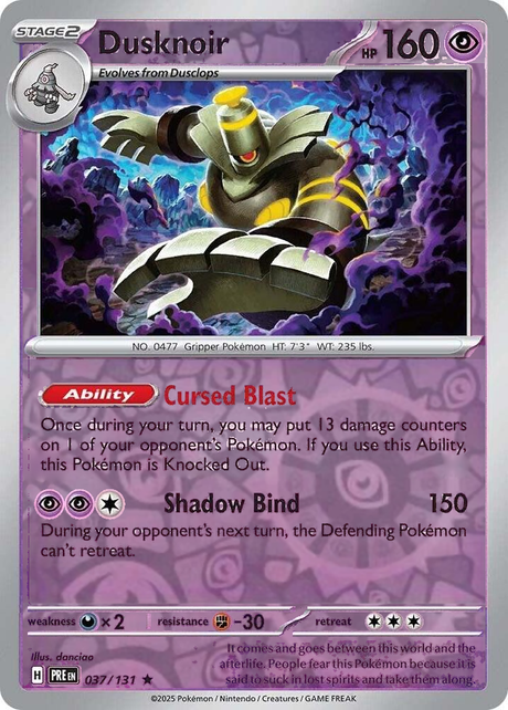 Dusknoir 037/131, Prismatic Evolutions, Reverse Holo, representative matte composite
