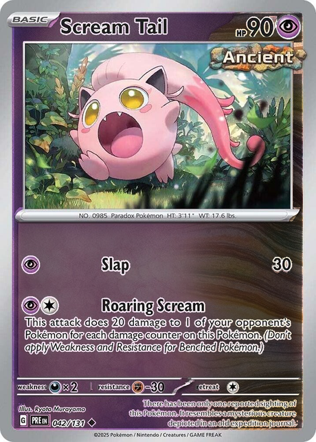 Scream Tail 042/131, Prismatic Evolutions, Reverse Holo, representative matte composite