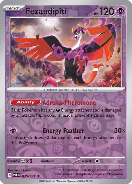 Fezandipiti 045/131, Prismatic Evolutions, Reverse Holo, representative matte composite