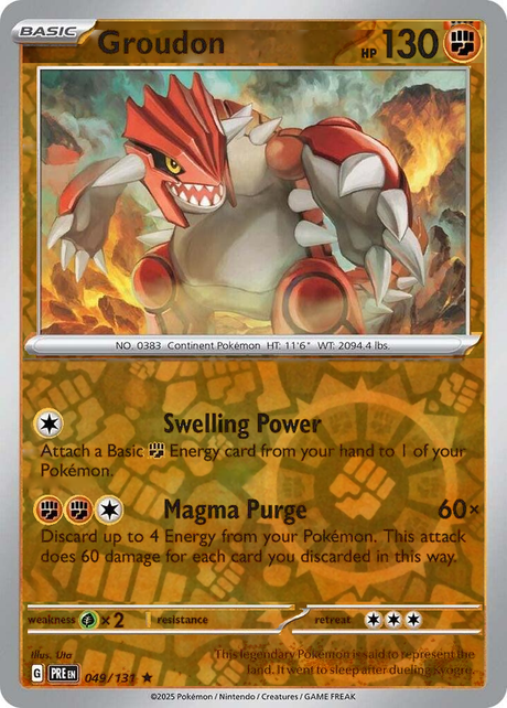 Groudon 049/131, Prismatic Evolutions, Reverse Holo, representative matte composite