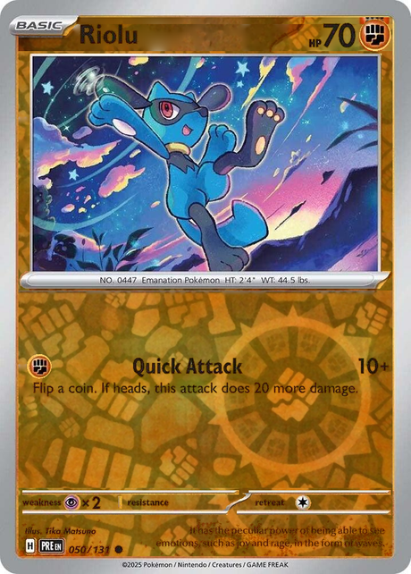 Riolu 050/131, Prismatic Evolutions, Reverse Holo, representative matte composite