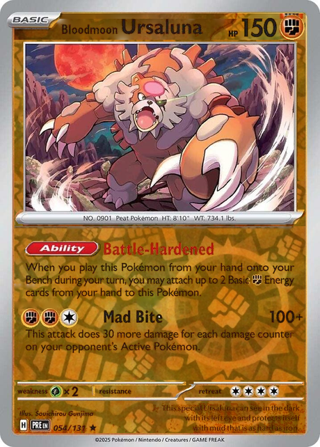 Bloodmoon Ursaluna 054/131, Prismatic Evolutions, Reverse Holo, representative matte composite