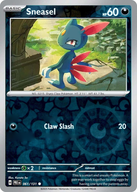 Sneasel 061/131, Prismatic Evolutions, Reverse Holo, representative matte composite