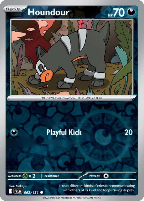Houndour 062/131, Prismatic Evolutions, Reverse Holo, representative matte composite