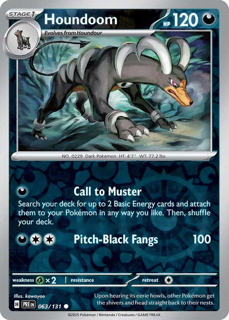 Houndoom 063/131, Prismatic Evolutions, Reverse Holo, representative matte composite