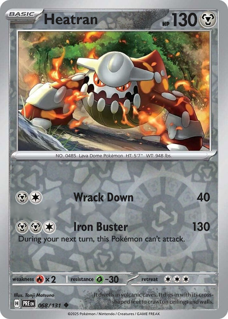 Heatran 068/131, Prismatic Evolutions, Reverse Holo, representative matte composite