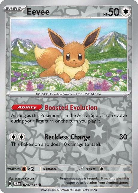 Eevee 074/131, Prismatic Evolutions, Reverse Holo, representative matte composite