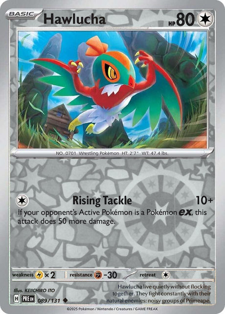 Hawlucha 089/131, Prismatic Evolutions, Reverse Holo, representative matte composite