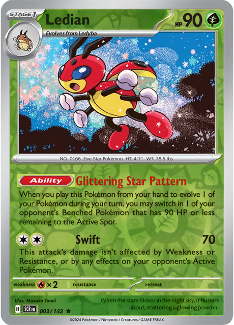 Ledian 003/142, Stellar Crown, Reverse Holo, representative matte composite