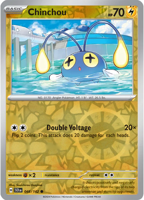 Chinchou 048/142, Stellar Crown, Reverse Holo, representative matte composite