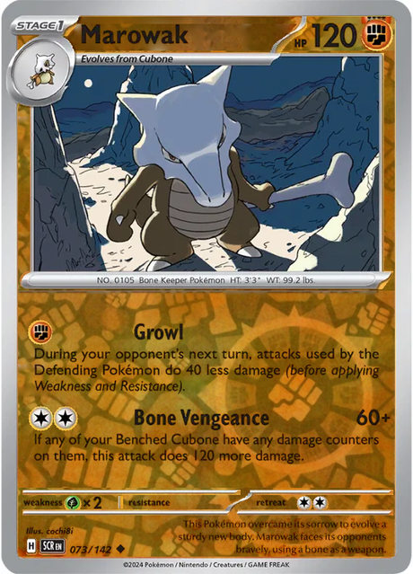 Marowak 073/142, Stellar Crown, Reverse Holo, representative matte composite