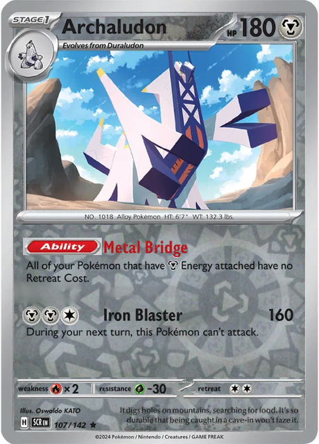 Archaludon 107/142, Stellar Crown, Reverse Holo, representative matte composite