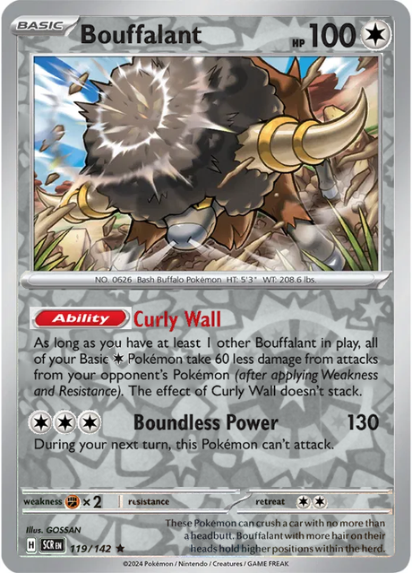 Bouffalant 119/142, Stellar Crown, Reverse Holo, representative matte composite