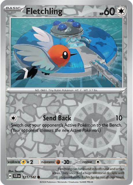 Fletchling 121/142, Stellar Crown, Reverse Holo, representative matte composite