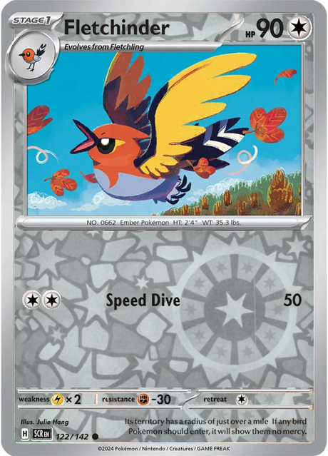 Fletchinder 122/142, Stellar Crown, Reverse Holo, representative matte composite