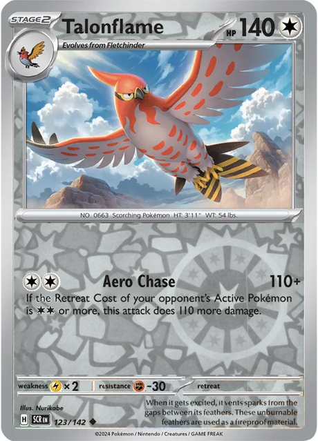 Talonflame 123/142, Stellar Crown, Reverse Holo, representative matte composite