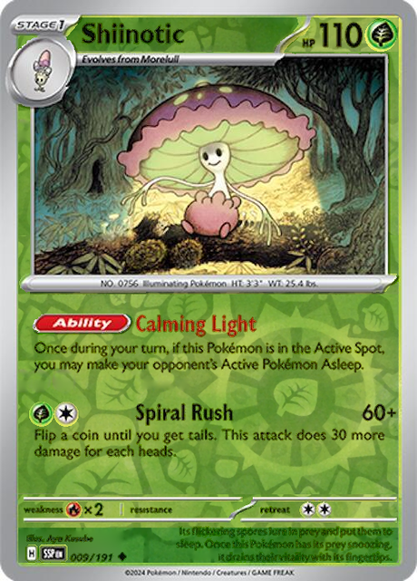 Shiinotic 009/191, Surging Sparks, Reverse Holo, representative matte composite