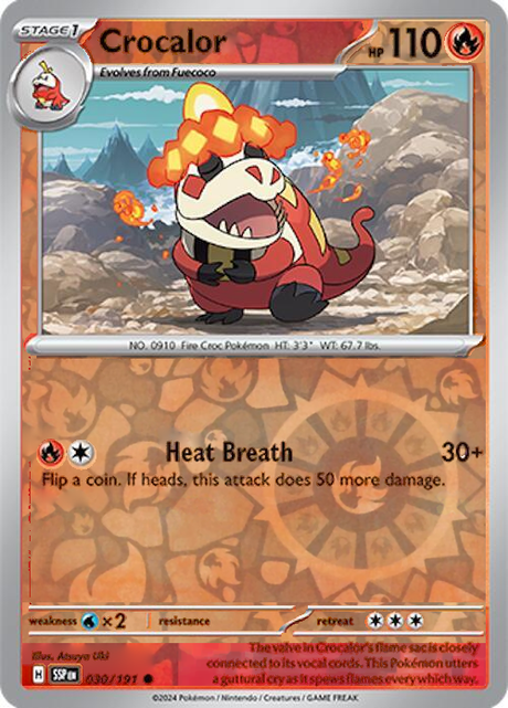 Crocalor 030/191, Surging Sparks, Reverse Holo, representative matte composite