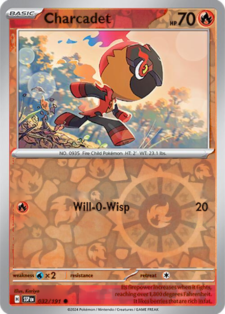 Charcadet 032/191, Surging Sparks, Reverse Holo, representative matte composite
