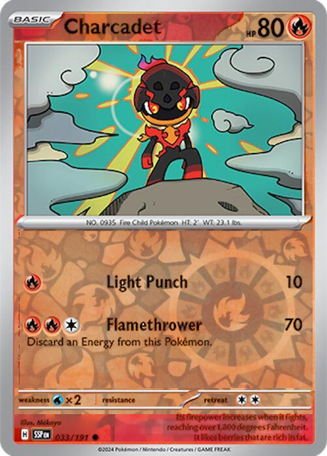 Charcadet 033/191, Surging Sparks, Reverse Holo, representative matte composite