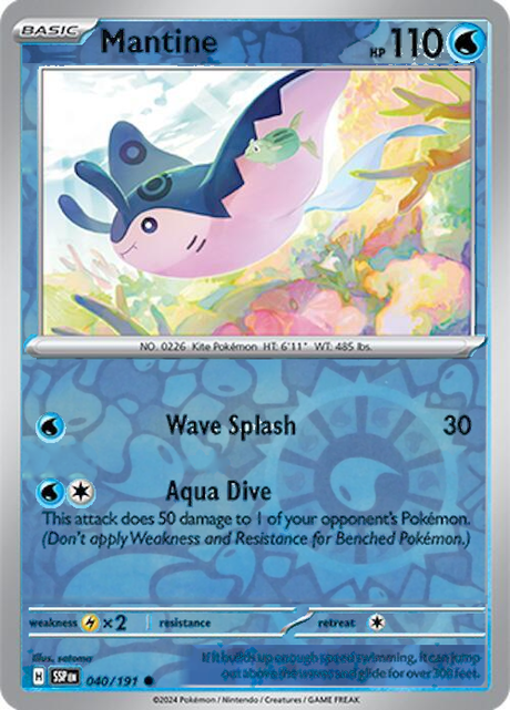 Mantine 040/191, Surging Sparks, Reverse Holo, representative matte composite