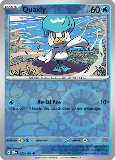 Quaxly 050/191, Surging Sparks, Reverse Holo, representative matte composite