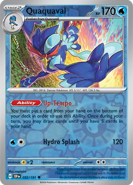 Quaquaval 052/191, Surging Sparks, Reverse Holo, representative matte composite