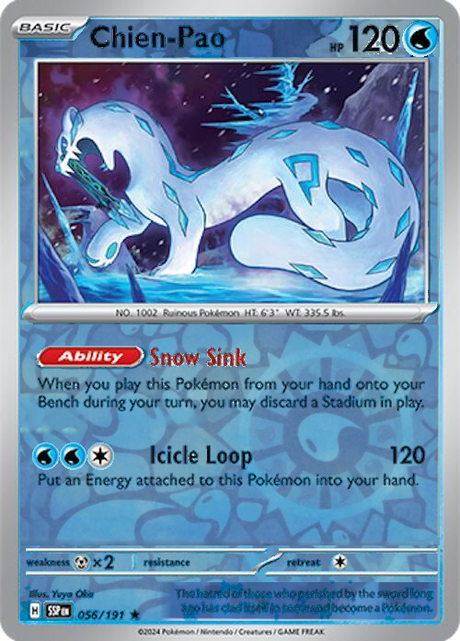 Chien-Pao 056/191, Surging Sparks, Reverse Holo, representative matte composite
