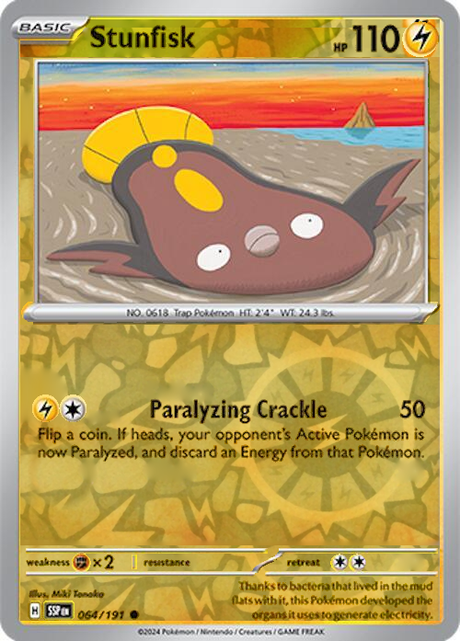 Stunfisk 064/191, Surging Sparks, Reverse Holo, representative matte composite