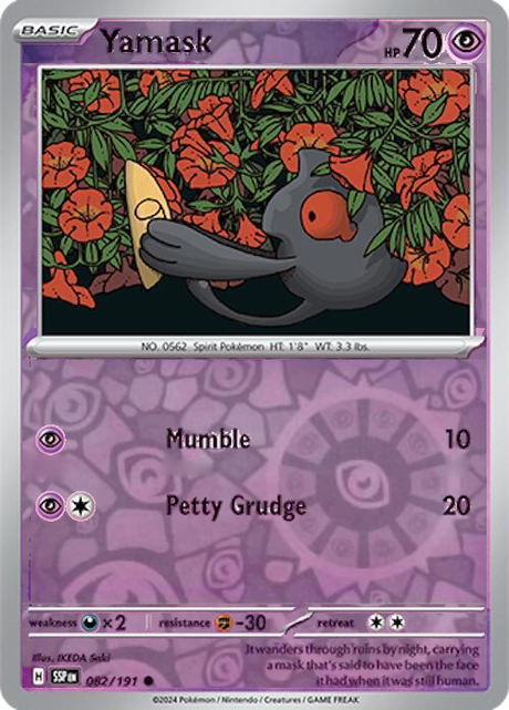 Yamask 082/191, Surging Sparks, Reverse Holo, representative matte composite
