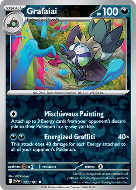 Grafaiai 121/191, Surging Sparks, Reverse Holo, representative matte composite