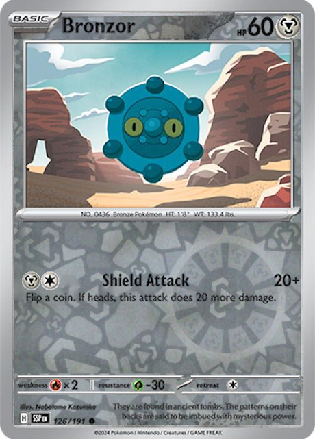 Bronzor 126/191, Surging Sparks, Reverse Holo, representative matte composite