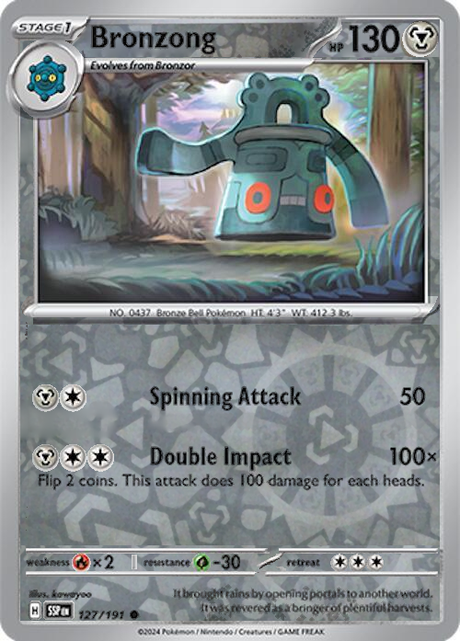 Bronzong 127/191, Surging Sparks, Reverse Holo, representative matte composite