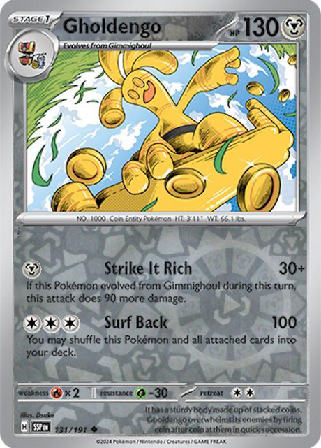 Gholdengo 131/191, Surging Sparks, Reverse Holo, representative matte composite