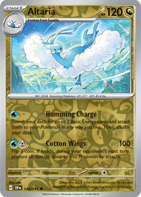 Altaria 134/191, Surging Sparks, Reverse Holo, representative matte composite