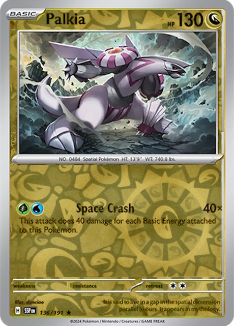 Palkia 136/191, Surging Sparks, Reverse Holo, representative matte composite