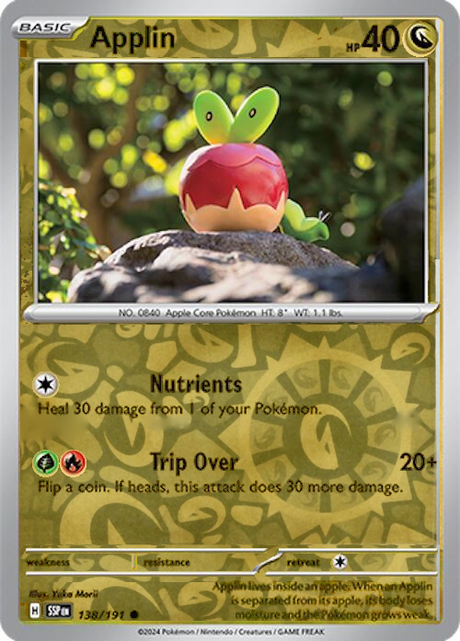 Applin 138/191, Surging Sparks, Reverse Holo, representative matte composite
