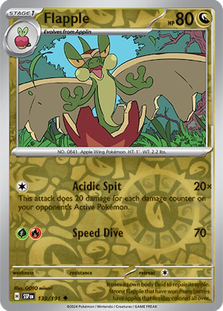 Flapple 139/191, Surging Sparks, Reverse Holo, representative matte composite